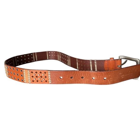 Fossil Mens Brown Leather Studded Belt size small - Picture 8 of 11